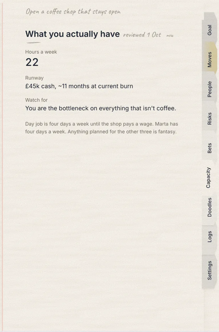 The Capacity page