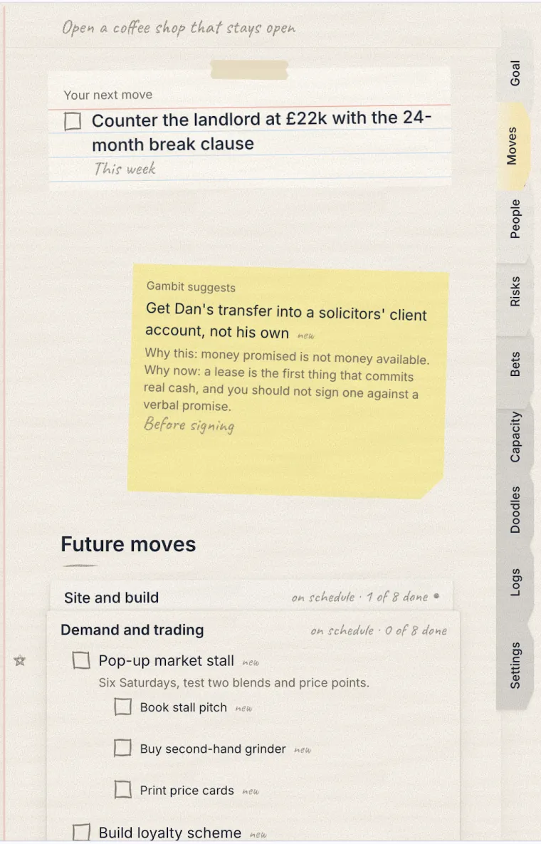 The Moves page